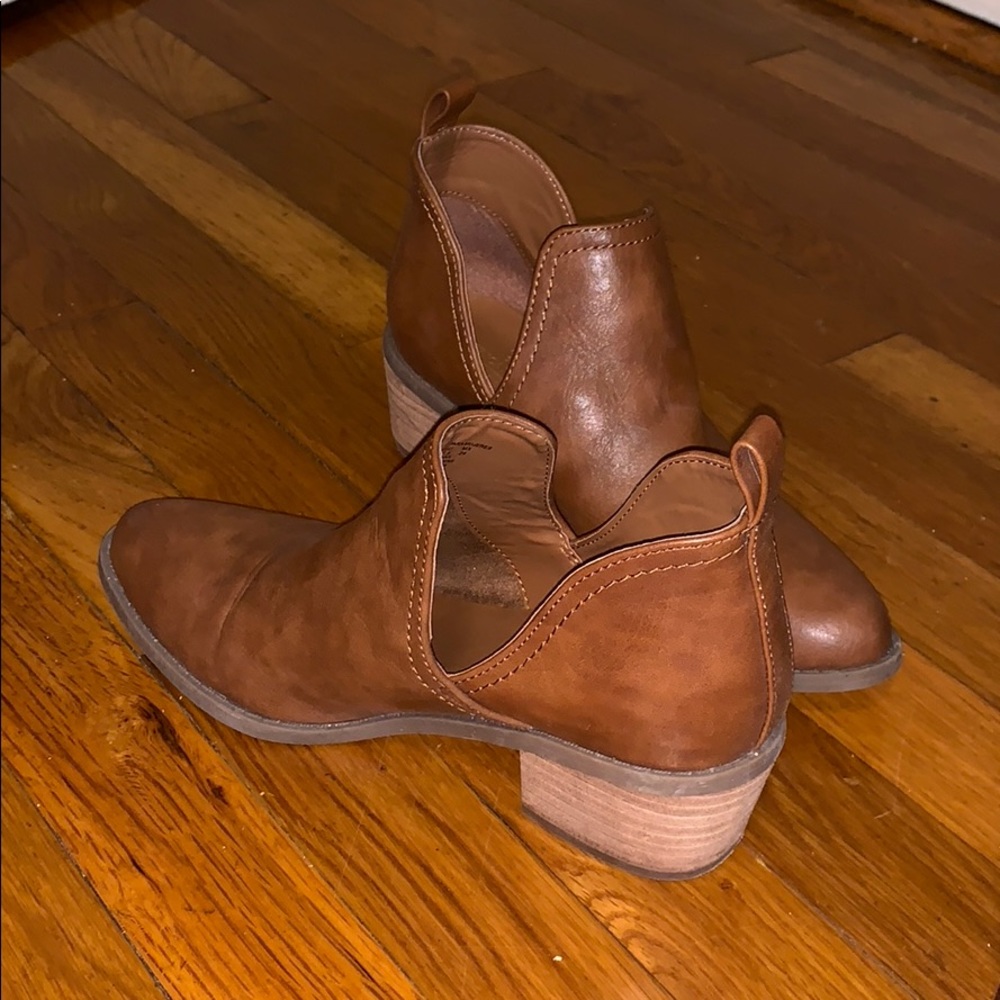 Brown faux leather booties